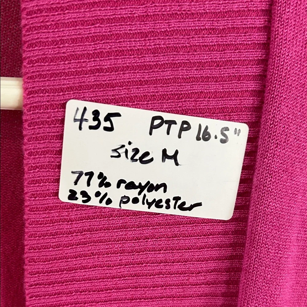 435. Cyrus Open-Front Magenta Bell-Sleeve Cardigan - Picture 4 of 7